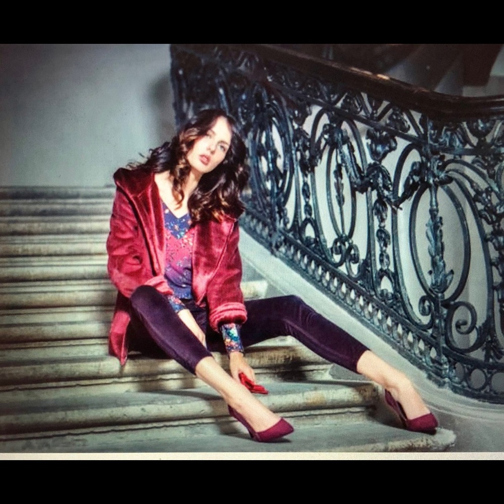 Suede velour lined burgundy/ beige jacket jacket.
